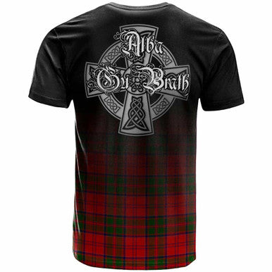 Scottish Heron Clan Crest Tartan T-Shirt - Alba Gu Brath Family Crest Celtic Inspired Back Side Tartan Plaid