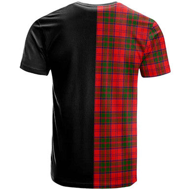 Scottish Heron Clan Crest Tartan T-Shirt Half in Me Back Side Tartan Plaid