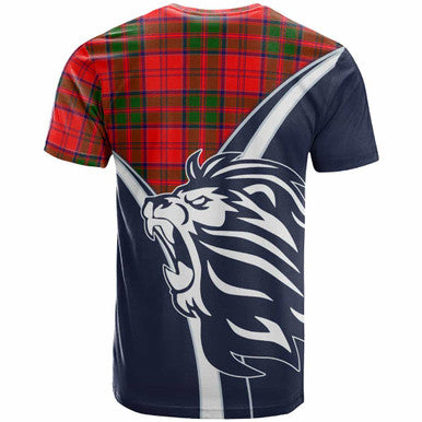 Scottish Heron Clan Crest Tartan T-Shirt - Bend Style Back Side Tartan Plaid