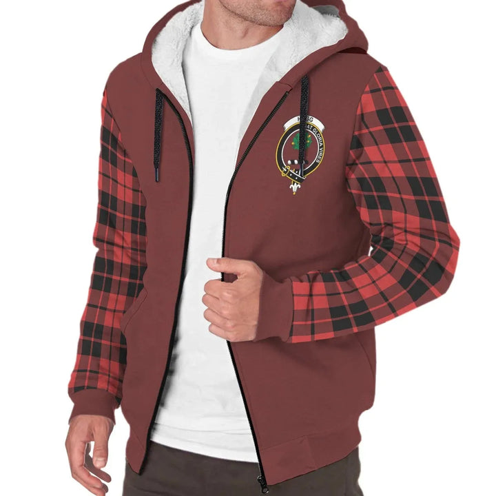 Scottish Hogg Clan Crest Tartan Plaid Sleeve Sherpa Hoodie