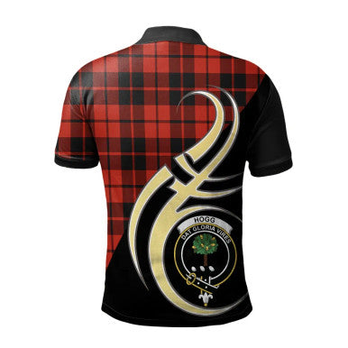 Scottish Hogg Clan Crest Tartan Polo Shirt Believe in Me Back Side Tartan Plaid