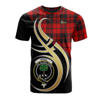Scottish Hogg Clan Crest Tartan T-Shirt Believe in Me Front Side Tartan Plaid