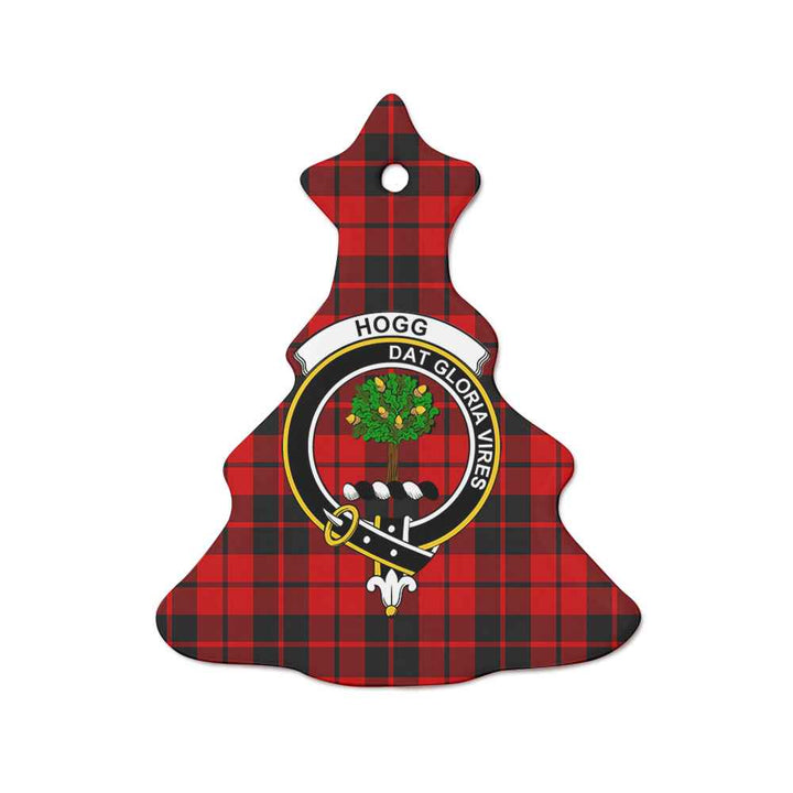 Scottish Hogg (or Hog) Clan Crest Tartan Ceramic Ornament Tree Shape Tartan Plaid