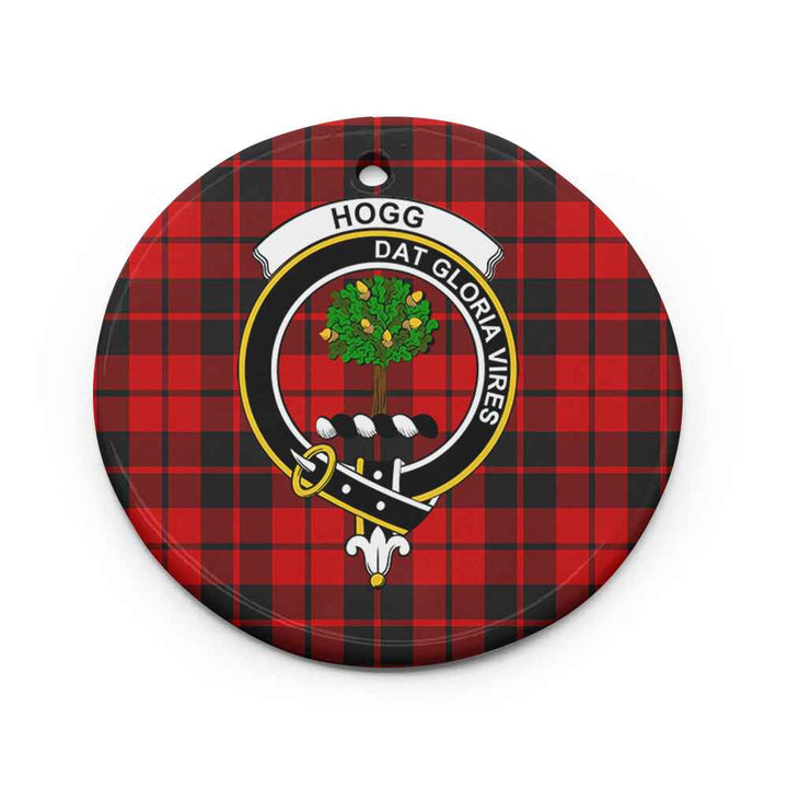 Scottish Hogg (or Hog) Clan Crest Tartan Ceramic Ornament Circle Shape Tartan Plaid