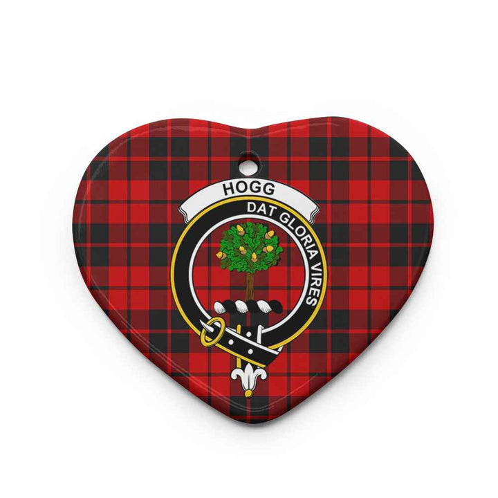 Scottish Hogg (or Hog) Clan Crest Tartan Ceramic Ornament Heart Shape Tartan Plaid