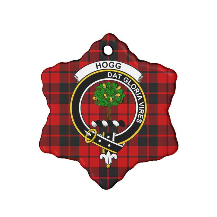 Scottish Hogg (or Hog) Clan Crest Tartan Ceramic Ornament Snow Flake Shape Tartan Plaid
