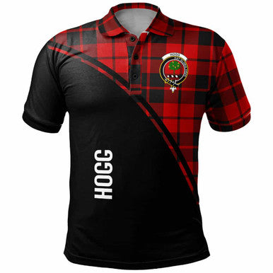Scottish Hogg (or Hog) Clan Crest Tartan Curve Polo Shirt Front Side Tartan Plaid