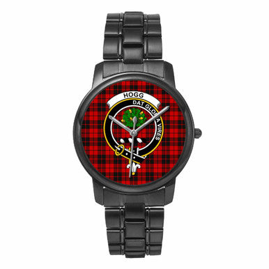 Scottish Hogg (or Hog) Clan Crest Tartan Folding Clasp Steel Quartz Watches Tartan Plaid Black 1