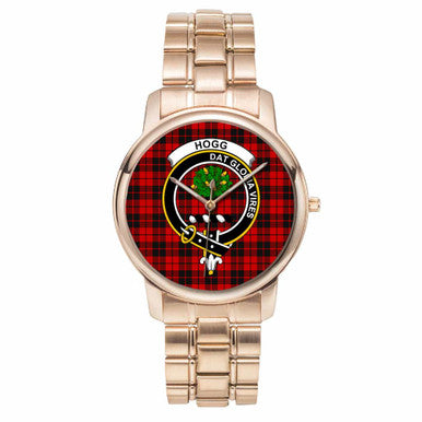 Scottish Hogg (or Hog) Clan Crest Tartan Folding Clasp Steel Quartz Watches Tartan Plaid Rose Gold 1