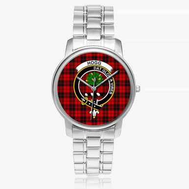 Scottish Hogg (or Hog) Clan Crest Tartan Folding Clasp Steel Quartz Watches Tartan Plaid Silver 1