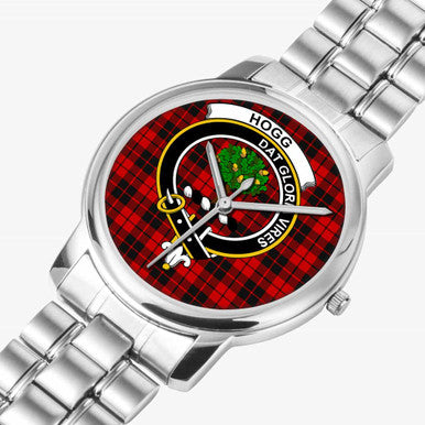 Scottish Hogg (or Hog) Clan Crest Tartan Folding Clasp Steel Quartz Watches Tartan Plaid Silver 2