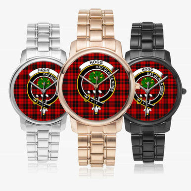 Scottish Hogg (or Hog) Clan Crest Tartan Folding Clasp Steel Quartz Watches Tartan Plaid All