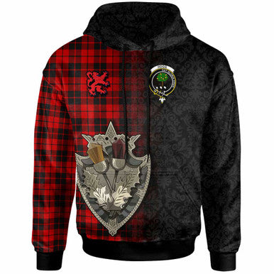 Scottish Hogg (or Hog) Clan Crest Tartan Hoodie - Half Thistle Flowers Celtic Design Front Side Tartan Plaid