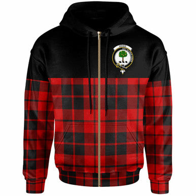 Scottish Hogg (or Hog) Clan Crest Tartan Hoodie - Horizontal Style Zip-up Tartan Plaid