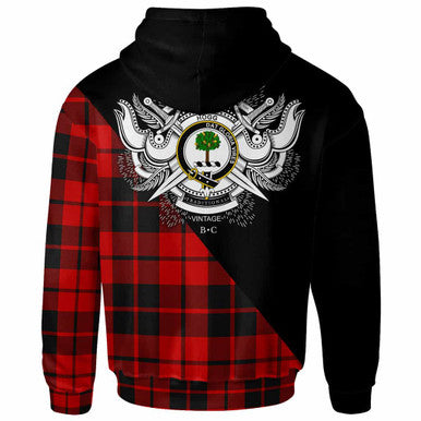 Scottish Hogg (or Hog) Clan Crest Tartan Hoodie - Military Logo Back Side Tartan Plaid