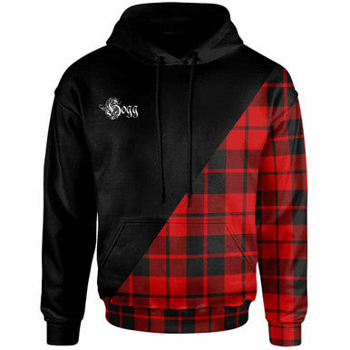 Scottish Hogg (or Hog) Clan Crest Tartan Hoodie - Military Logo Front Side Tartan Plaid