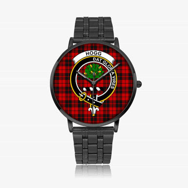 Scottish Hogg (or Hog) Clan Crest Tartan Instafamous Steel Quartz Watches Tartan Plaid Black 1