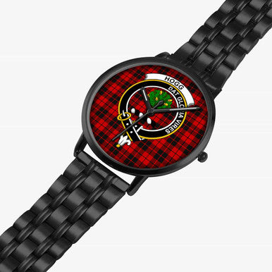 Scottish Hogg (or Hog) Clan Crest Tartan Instafamous Steel Quartz Watches Tartan Plaid Black 2