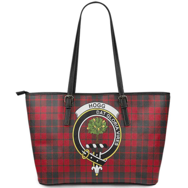 Scottish Hogg (or Hog) Clan Crest Tartan Leather Tote Tartan Plaid