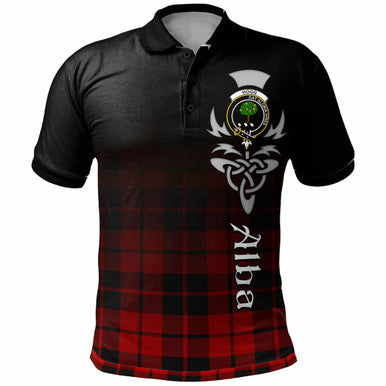 Scottish Hogg (or Hog) Clan Crest Tartan Polo Shirt - Alba Gu Brath Family Crest Celtic Inspired Front Side Tartan Plaid