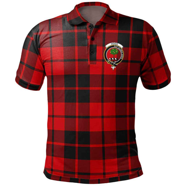 Scottish Hogg (or Hog) Clan Crest Tartan Polo Shirt Front Side Tartan Plaid