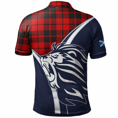 Scottish Hogg (or Hog) Clan Crest Tartan Polo Shirt - Scottish Flag With Lion Back Side Tartan Plaid