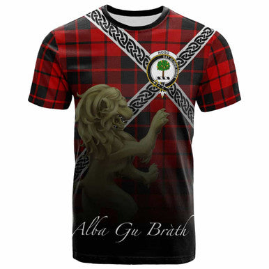 Scottish Hogg (or Hog) Clan Crest Tartan T-Shirt - Celtic With Scotland Lion Front Side Tartan Plaid