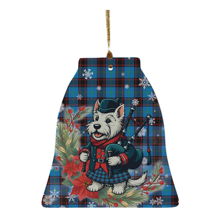 Scottish Home Ancient Clan Tartan Ceramic Ornament Cute Scottish Terrier Dog Bell Style Tartan Plaid