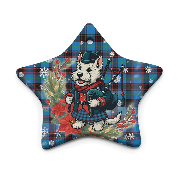 Scottish Home Ancient Clan Tartan Ceramic Ornament Cute Scottish Terrier Dog Star Style Tartan Plaid