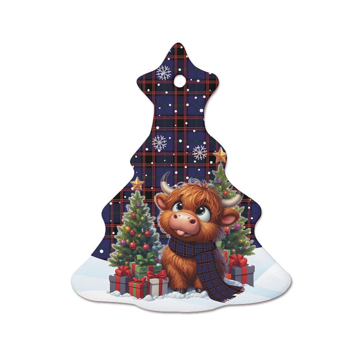 Scottish Home Modern Clan Tartan Ceramic Ornament Cute Highland Cow Christmas Tree Style Tartan Plaid