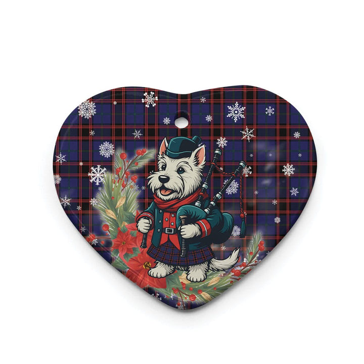 Scottish Home Modern Clan Tartan Ceramic Ornament Cute Scottish Terrier Dog Heart Style Tartan Plaid