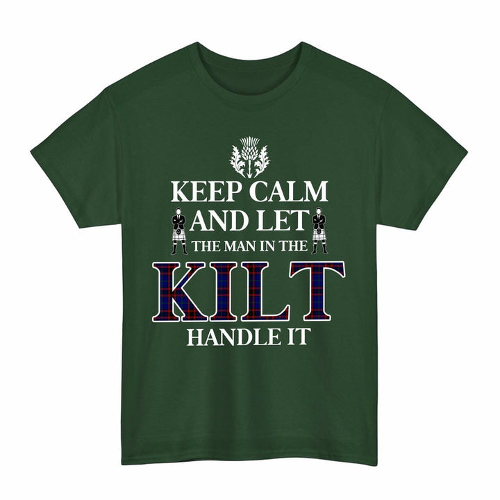 Scottish Home Modern Clan Tartan T-Shirt - Keep Calm Tartan Plaid Forest Green Color