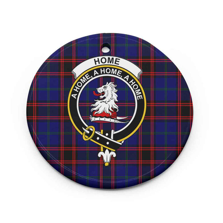 Scottish Home (or Hume) Clan Crest Tartan Ceramic Ornament Circle Shape Tartan Plaid