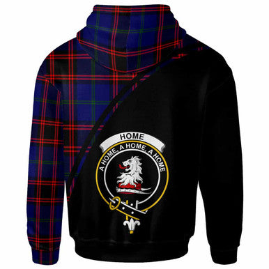 Scottish Home (or Hume) Clan Crest Tartan Curve Hoodie Back Side Tartan Plaid
