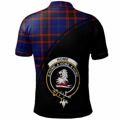 Scottish Home (or Hume) Clan Crest Tartan Curve Polo Shirt Back Side Tartan Plaid