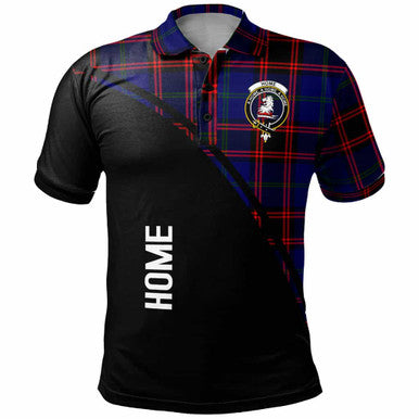 Scottish Home (or Hume) Clan Crest Tartan Curve Polo Shirt Front Side Tartan Plaid