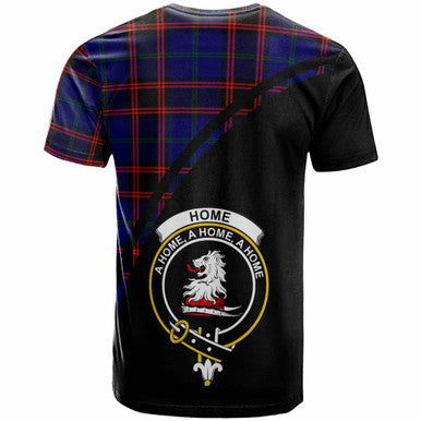 Scottish Home (or Hume) Clan Crest Tartan Curve T-Shirt Back Side Tartan Plaid