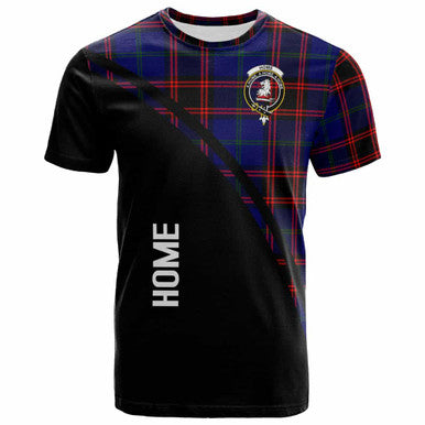 Scottish Home (or Hume) Clan Crest Tartan Curve T-Shirt Front Side Tartan Plaid