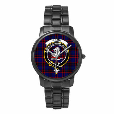 Scottish Home (or Hume) Clan Crest Tartan Folding Clasp Steel Quartz Watches Tartan Plaid Black 1