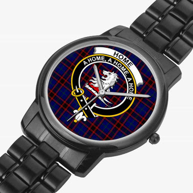 Scottish Home (or Hume) Clan Crest Tartan Folding Clasp Steel Quartz Watches Tartan Plaid Black 2