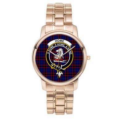 Scottish Home (or Hume) Clan Crest Tartan Folding Clasp Steel Quartz Watches Tartan Plaid Rose Gold 1