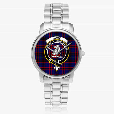 Scottish Home (or Hume) Clan Crest Tartan Folding Clasp Steel Quartz Watches Tartan Plaid Silver 1