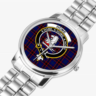 Scottish Home (or Hume) Clan Crest Tartan Folding Clasp Steel Quartz Watches Tartan Plaid Silver 2