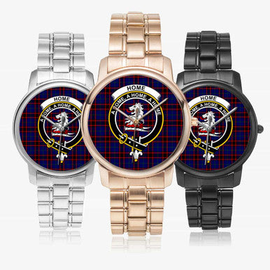 Scottish Home (or Hume) Clan Crest Tartan Folding Clasp Steel Quartz Watches Tartan Plaid All
