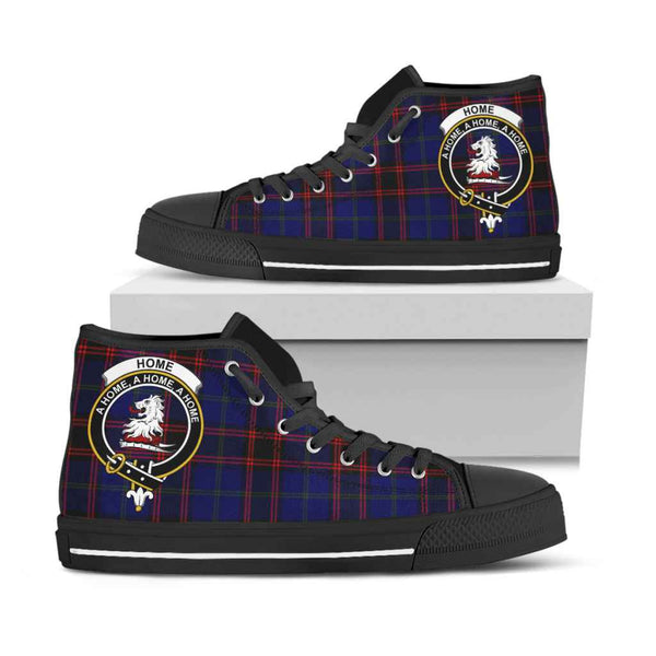 Scottish Home (or Hume) Clan Crest Tartan High Top Shoes Black Sole Tartan Plaid