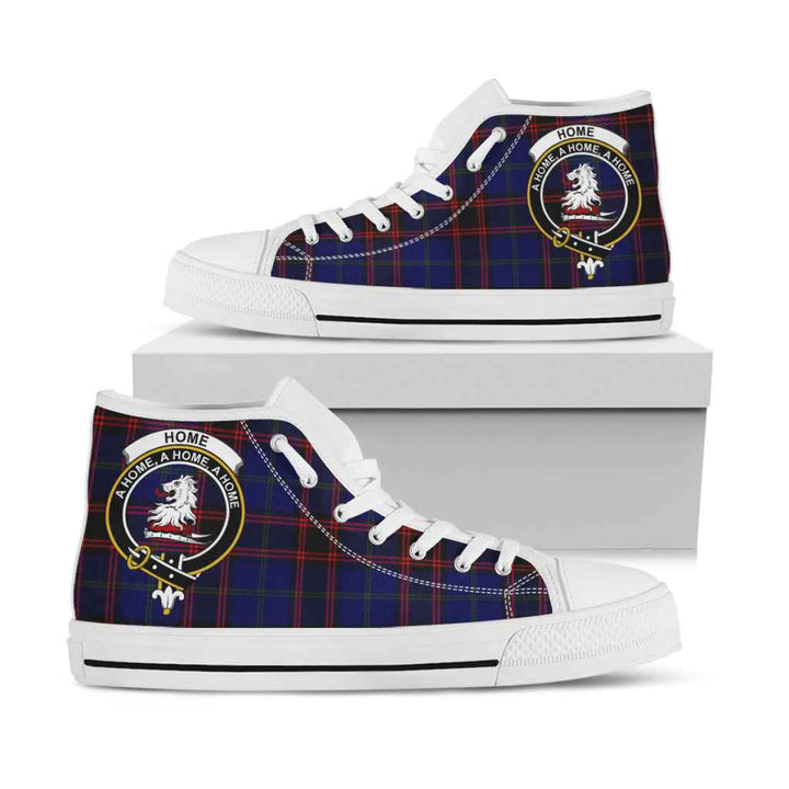 Scottish Home (or Hume) Clan Crest Tartan High Top Shoes White Sole Tartan Plaid