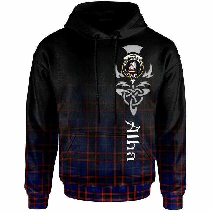 Scottish Home (or Hume) Clan Crest Tartan Hoodie - Alba Gu Brath Family Crest Celtic Inspired Front Side Tartan Plaid