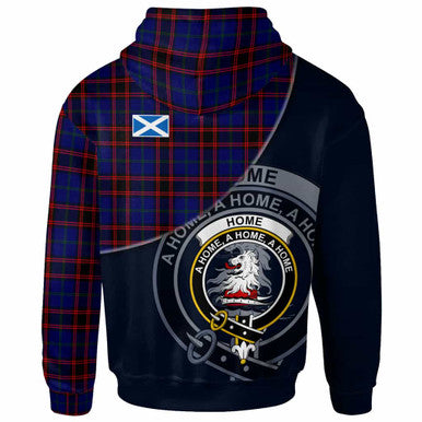 Scottish Home (or Hume) Clan Crest Tartan Hoodie - Bend Style Back Side Tartan Plaid