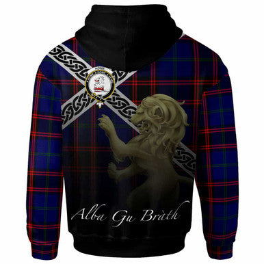 Scottish Home (or Hume) Clan Crest Tartan Hoodie - Scotland Lion Back Side Tartan Plaid