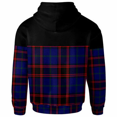 Scottish Home (or Hume) Clan Crest Tartan Hoodie - Horizontal Style Back Side Tartan Plaid